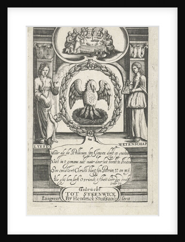 Pelican feeding its young with its own blood, P. Langweer by Hendrick Stuyfzandt