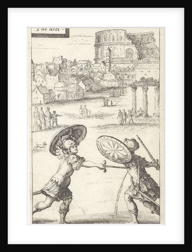 Two men fighting in armor by Gerrit van Goedesberg