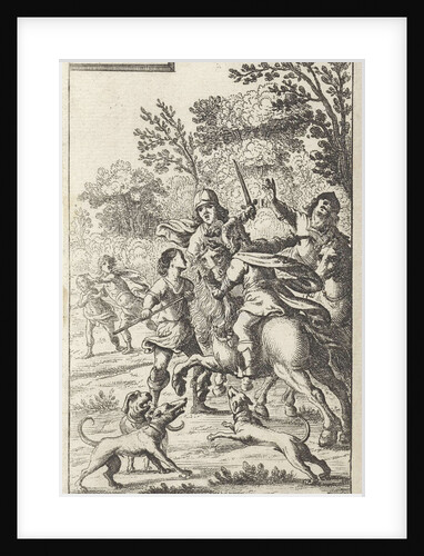 Warring soldiers on two galleys by Gerrit van Goedesberg