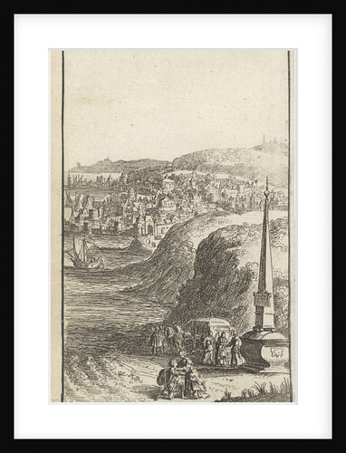 Man kneeling before a woman at an obelisk by Gerrit van Goedesberg