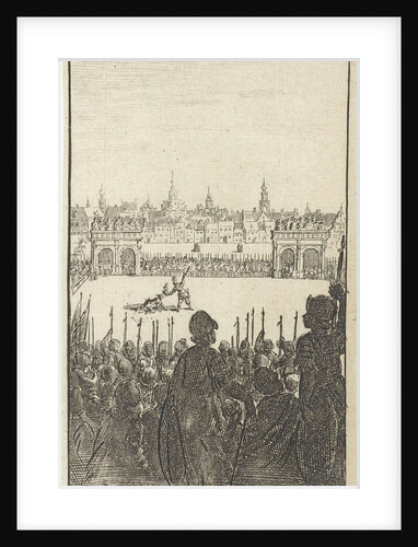 Battle between two armed men by Gerrit van Goedesberg