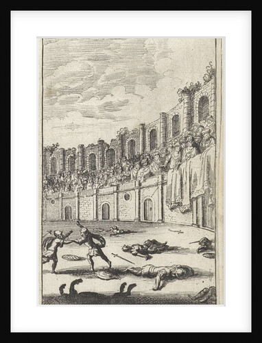 Fighting gladiators in an arena by Gerrit van Goedesberg