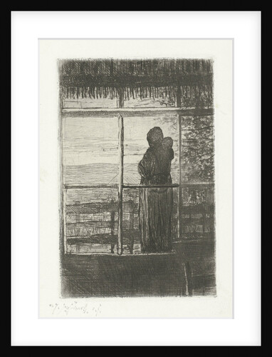 Waiting woman with child by Jozef Israëls