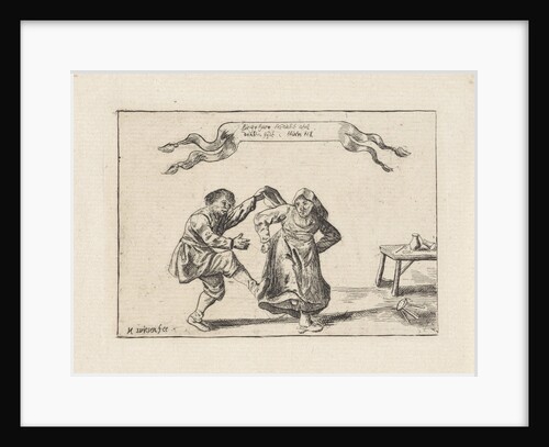 Dancing peasant couple by Pieter Nolpe