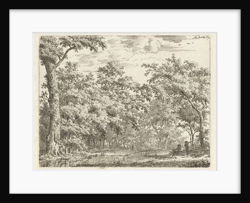 Two figures near the water in the wood by Adrianus Serné