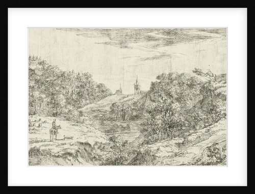 Dunes with churches and horseman at Scheveningen by Dirk Vis Blokhuyzen