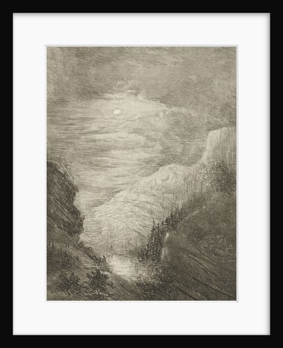 Mountain landscape with river in moonlight by Willem Matthias Jan van Dielen