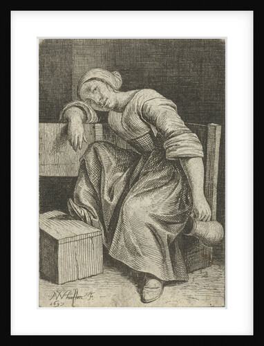 Young woman with bottle in hand by Nicolaes van Haeften