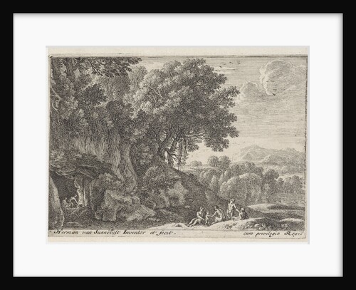 Satyrs around the fire in a cave by Herman van Swanevelt