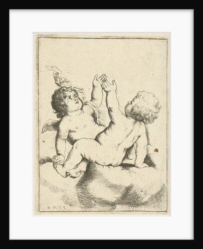 An angel and a child on a cloud by Pieter van Avont