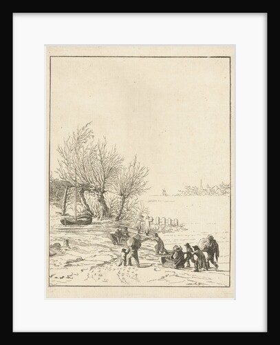 Frozen river sledging with children by Dirk Langendijk