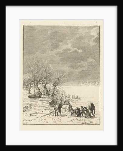 Frozen river sledging with children by Dirk Langendijk