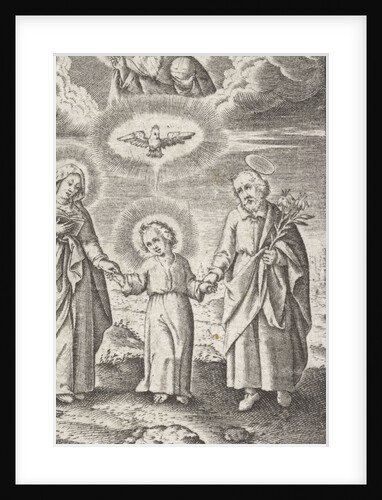 Young Christ between Mary and Joseph, and above them Holy Spirit and God by Peter van Lackveldt