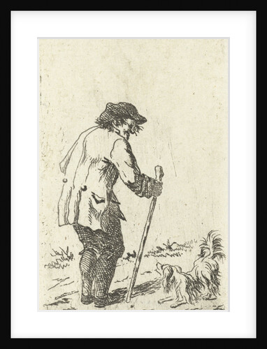 Old man leaning on a stick by Johannes Bisschop