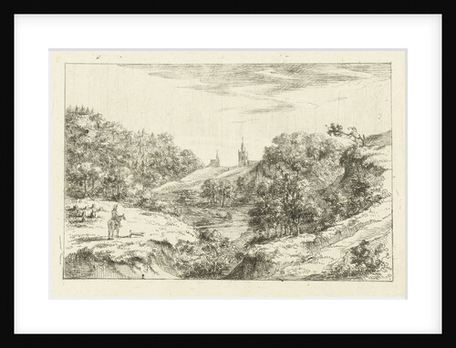 Dune landscape with churches and rider at Scheveningen by Dirk Vis Blokhuyzen