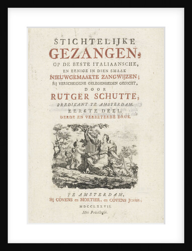Title page for: R. Schutte, Devotional songs, Amsterdam, The Netherlands, 1777 by Johannes Covens Jr