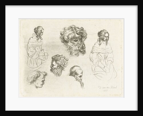 Study Sheet with heads and female bodies by D. van den Bosch