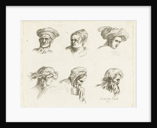 Study Sheet with six heads in two rows above the other by D. van den Bosch