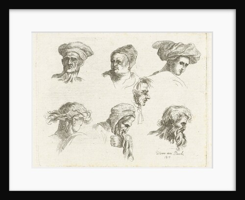 Study Sheet with six heads in two rows above the other by D. van den Bosch