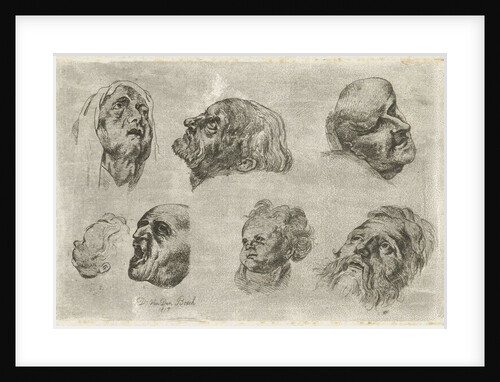 Study Sheet with seven heads in two rows by D. van den Bosch