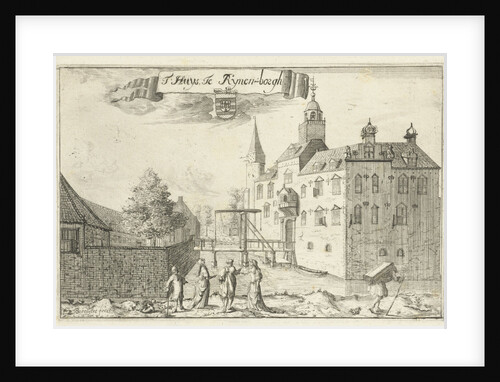 house or castle with drawbridge to Rhijnenburgh by Caspar Specht