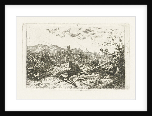 plow at a fence by Albertus Brondgeest