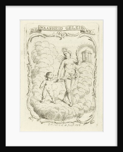 Vignette with a blindfolded child that is led by the Truth by Jan Matthias Cok