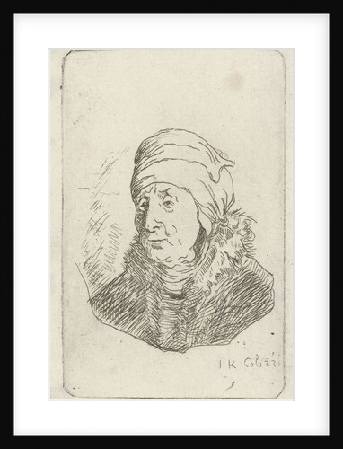 Portrait of an old woman with headscarf by Rembrandt Harmensz. van Rijn