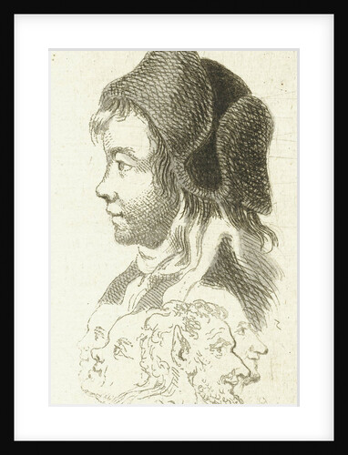 Boy and four heads including head of satyr by Cornelis van Cuylenburgh II