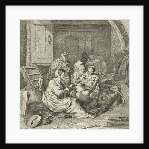 Interior with peasant family by Cornelis Pietersz. Bega