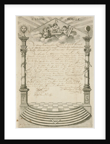 Diploma of the Masonic Lodge l'Union Royale in The Hague by Paulus Constantijn la Fargue