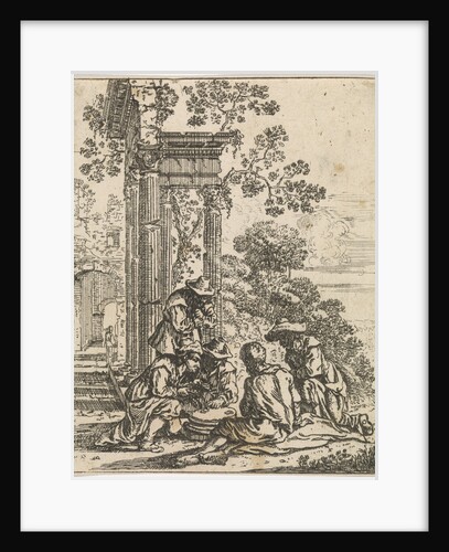 Ruin with card players by Frans Geffels