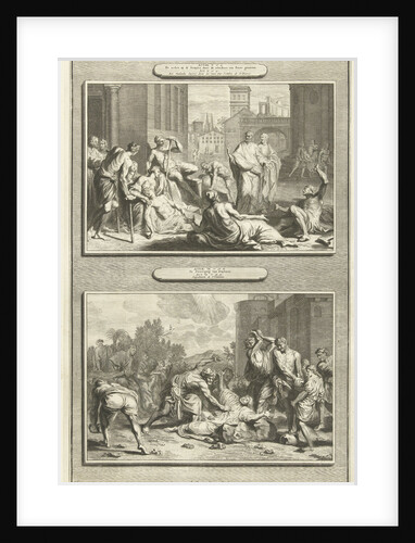 Peter heals the sick, the stoning of Stephen by Pieter Mortier