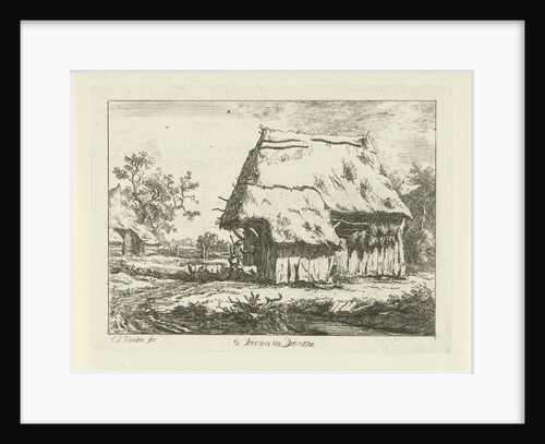 Shepherd in a sheepfold by Carel Lodewijk Hansen