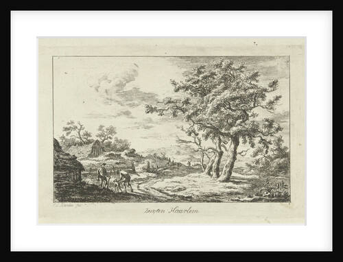 Hunters with a dog on a path by Carel Lodewijk Hansen