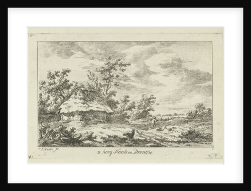 Man with rake in a barn by Carel Lodewijk Hansen