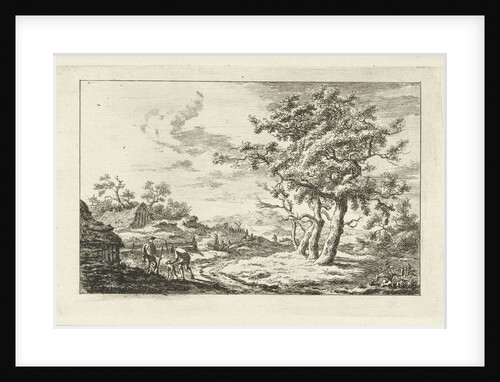 Hunters with a dog on a path by Carel Lodewijk Hansen