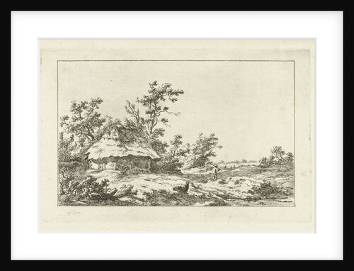 Man with rake in a barn by Carel Lodewijk Hansen