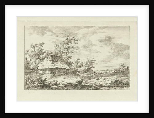 Man with rake in a barn by Carel Lodewijk Hansen