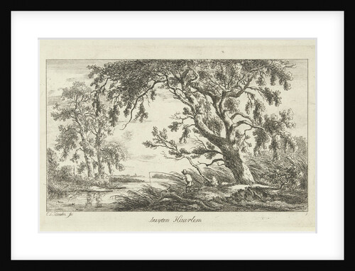 Fisherman in a river landscape by Carel Lodewijk Hansen