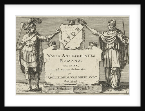 A monumental stone with Roman S.P.Q.R. motto is crowned with three crowns by Willem van Nieulandt II