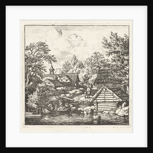 Village with barge by Allaert van Everdingen