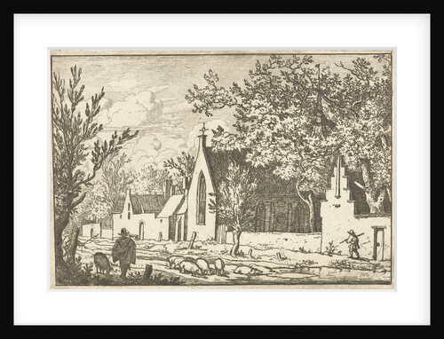 Swineherd near church by Allaert van Everdingen