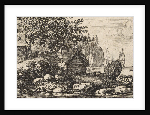 River Landscape with two rowboats by Allaert van Everdingen