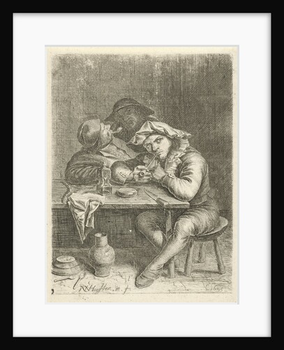 Two smoking at a table by Nicolaes van Haeften