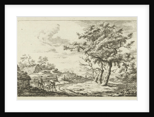 Hunters with a dog on a path by Carel Lodewijk Hansen