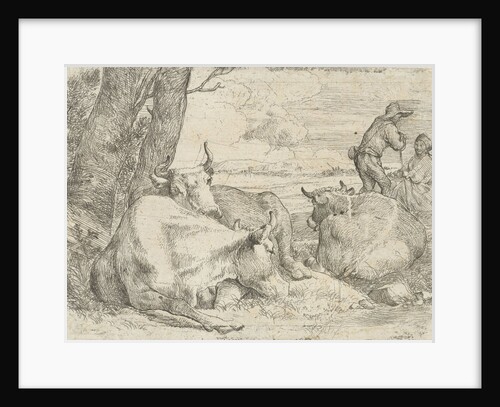 Three cows and two shepherds by Jan van Ossenbeeck