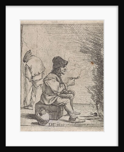 Smoking farmer by the fire by David Teniers II