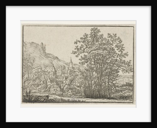 Village with two towers by Anonymous