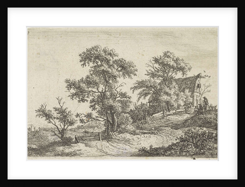 House on a path on a hill by Anthonie Waterloo